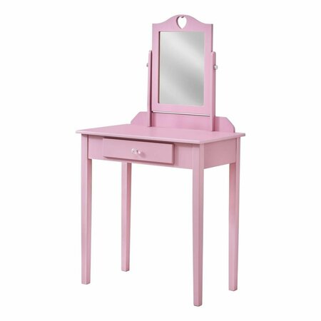 DAPHNES DINNETTE Pink Vanity Set with Mirror & Storage Drawer DA3072160